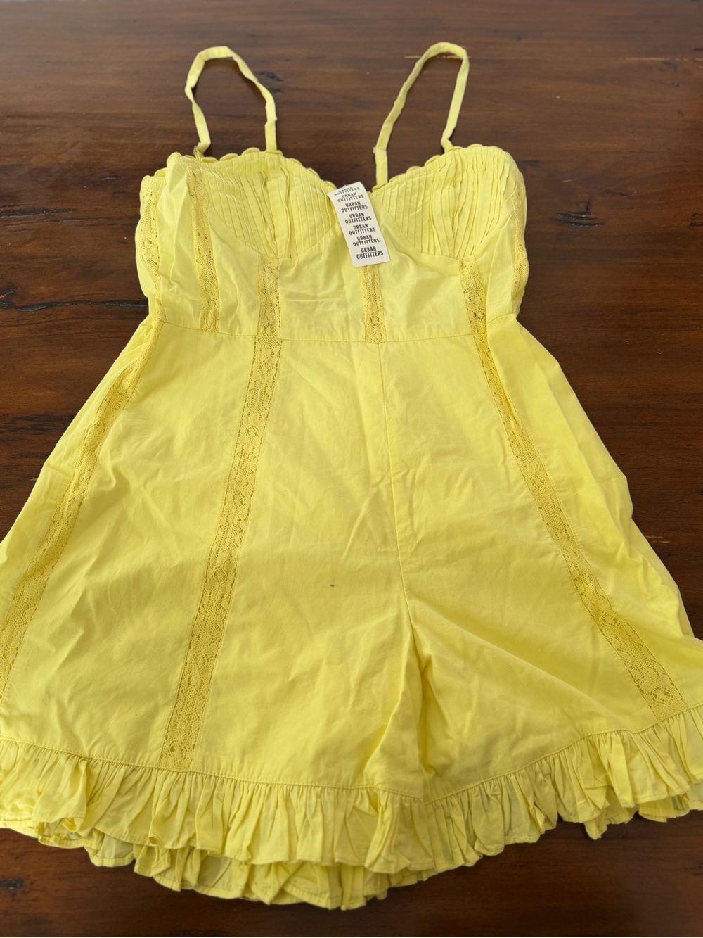 Urban Outfitters Yellow Lace-Trim Romper
